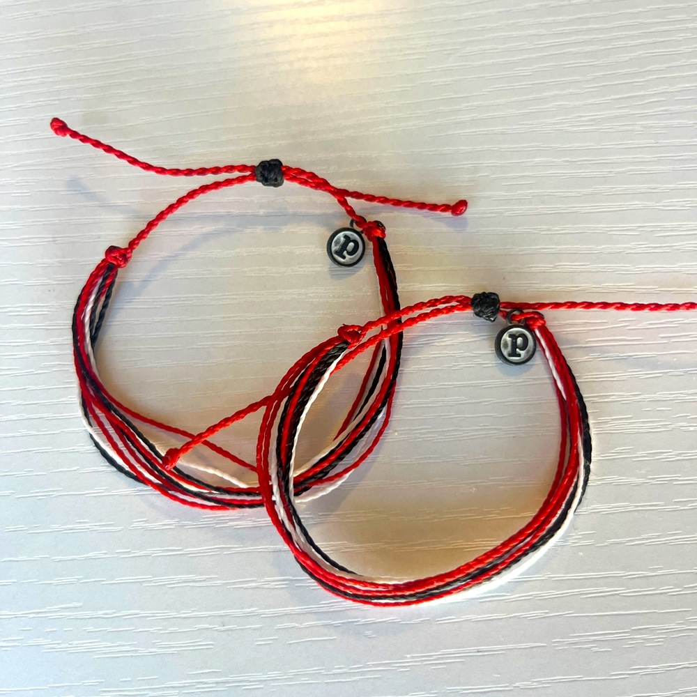 Pura Vida; UGA (red, black, white) color adjustable bracelet